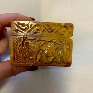 Carved in India - elephant trinket box